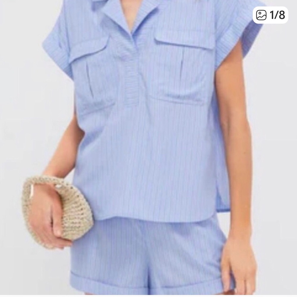Tuckernuck Cornflower Scottie shirt and nolan shorts